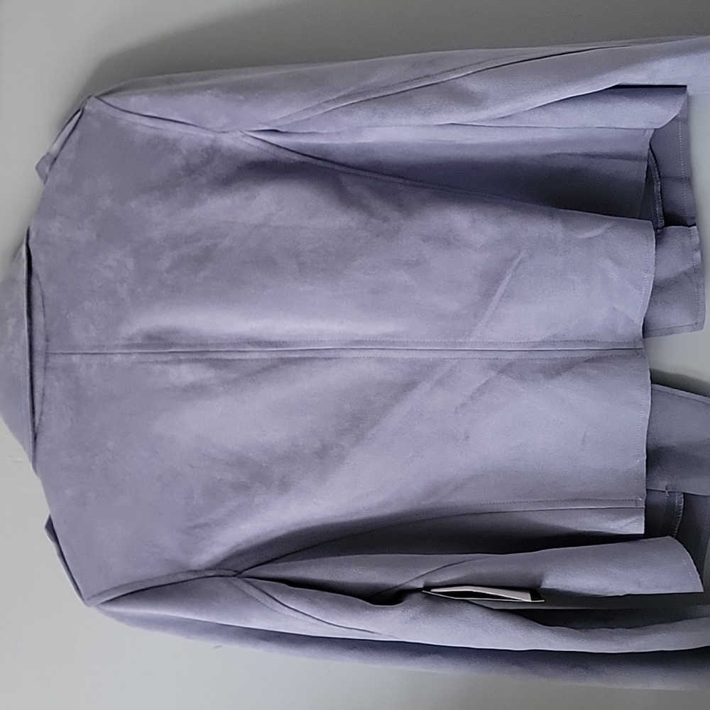 New CoffeeShop Womens Medi Lavender Grey Suede Blazer - Picture 3 of 10